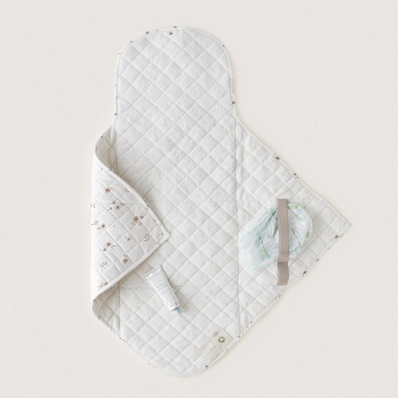MakeMake Organics Organic Portable Changing Pad GOTS Certified Organic Cotton Fill Portable Diaper Changing Mat Diaper Clutch Changing Station Kit Compact Travel Pad (33"x34", Bloom) - Image 5